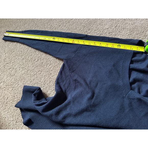 LOFT Womens Sweater V Neck Pullover Navy Blue Classic Career Professional - Picture 5 of 6